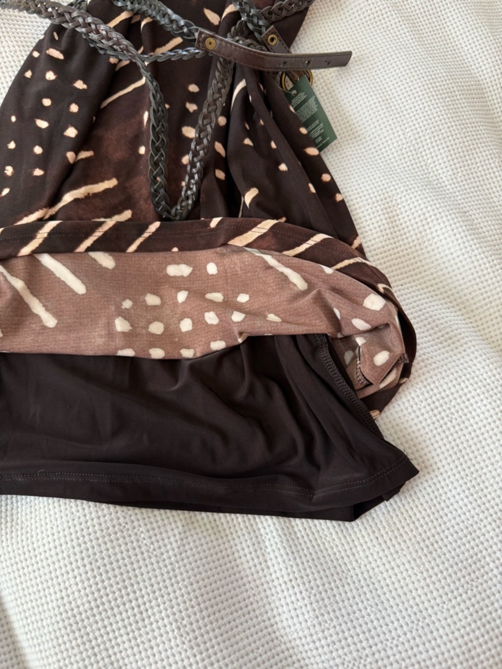 Ralph Lauren Brown Printed Cap-Sleeve Mini Dress - Picture 6 of 8